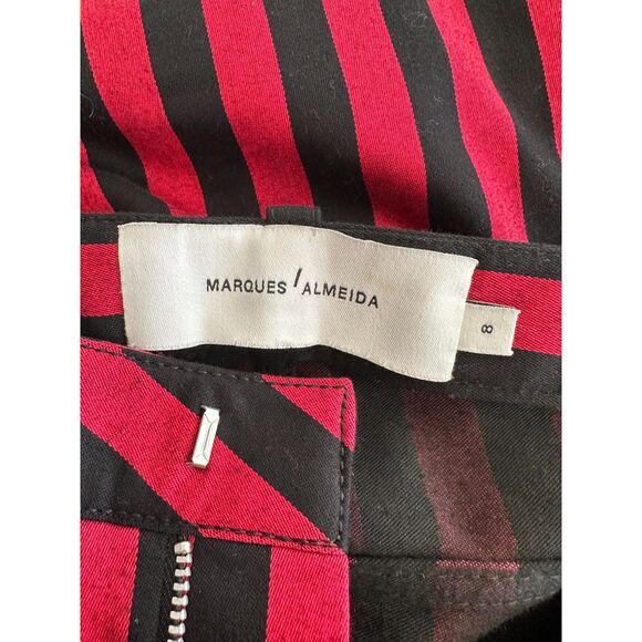 Marques ' Almeida Red and Black Striped Flared Pants size 8 Maximalist Style - Picture 4 of 11